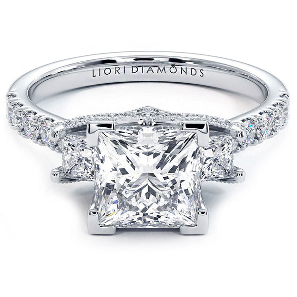 1.5 Carat Princess Cut Three Stone