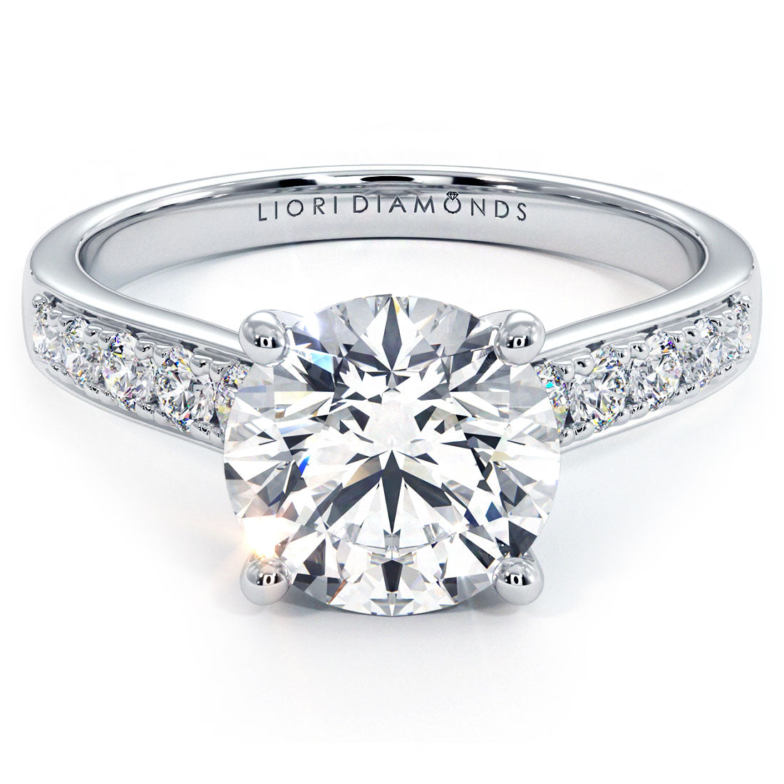 2 Carat Round Brilliant Cathedral Graduated Micropavé