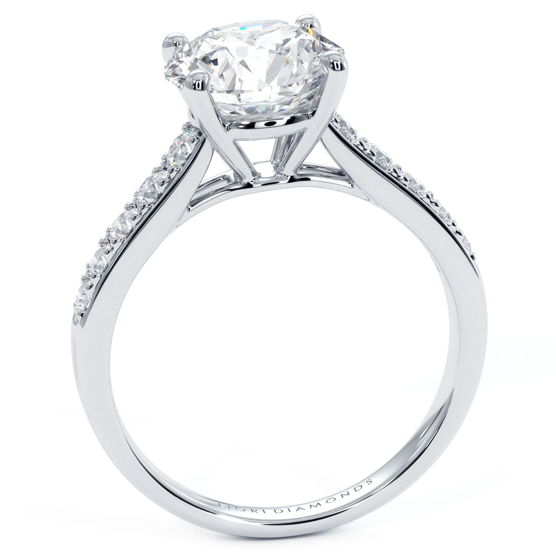 2 Carat Round Brilliant Cathedral Graduated Micropavé