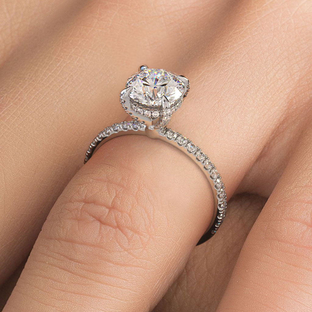 1.5 Carat Round Brilliant Petite Micropavé Eagle Prongs