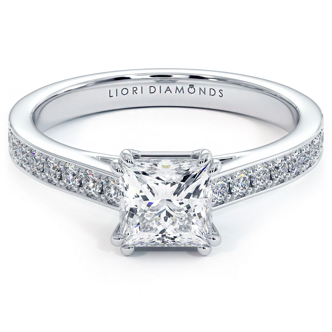 1 Carat Princess Cut Petite Micropavé Cathedral