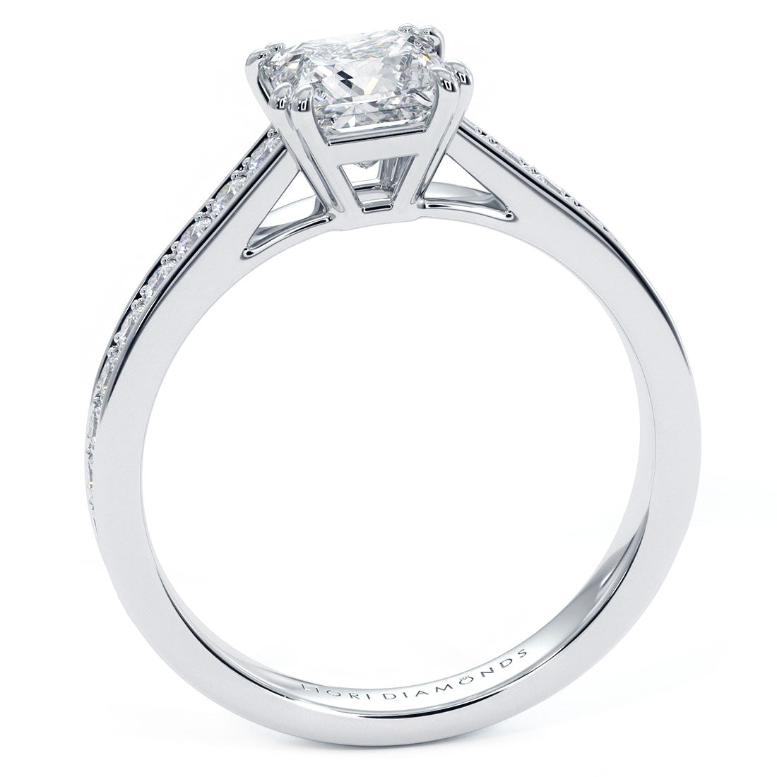 1 Carat Princess Cut Petite Micropavé Cathedral