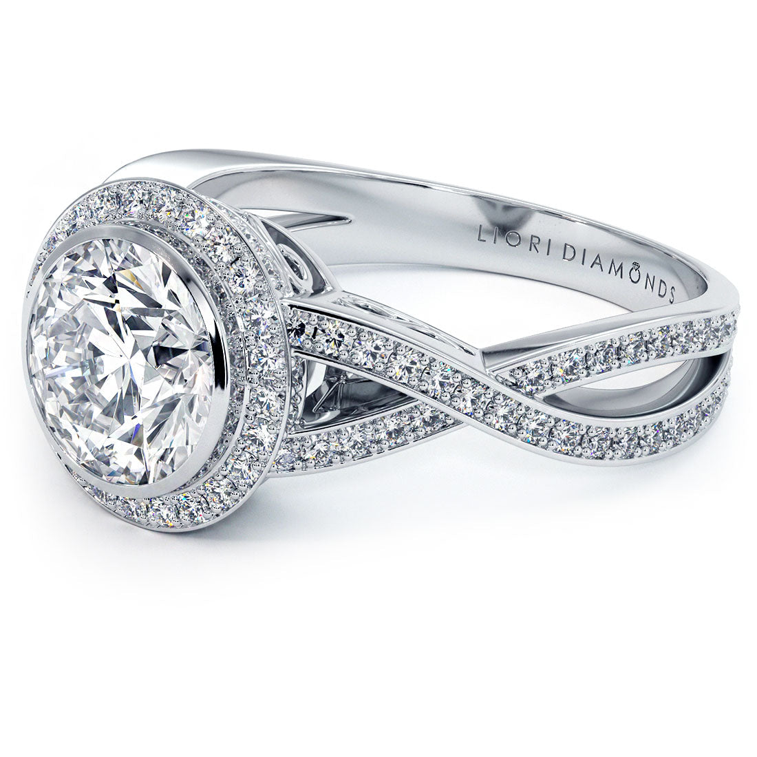 1.5 Carat Round Brilliant Micropavé Bezel Set Infinity Twist