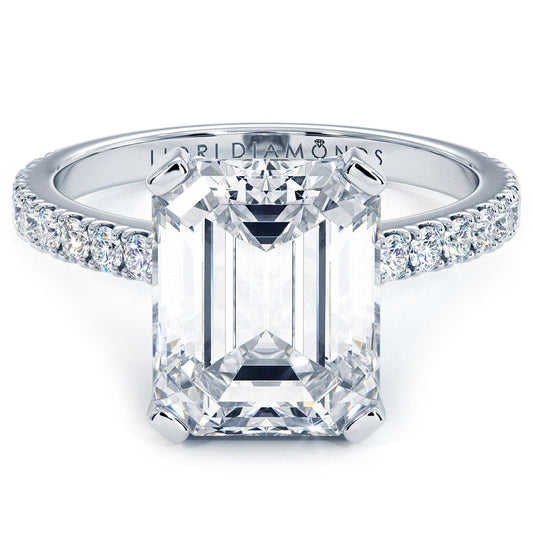 4 Carat Emerald Cut Petite Micro Prong Set