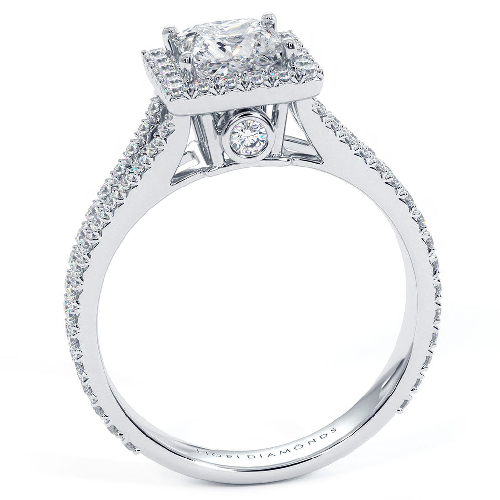 1 Carat Princess Cut Micropavé Split Shank Halo