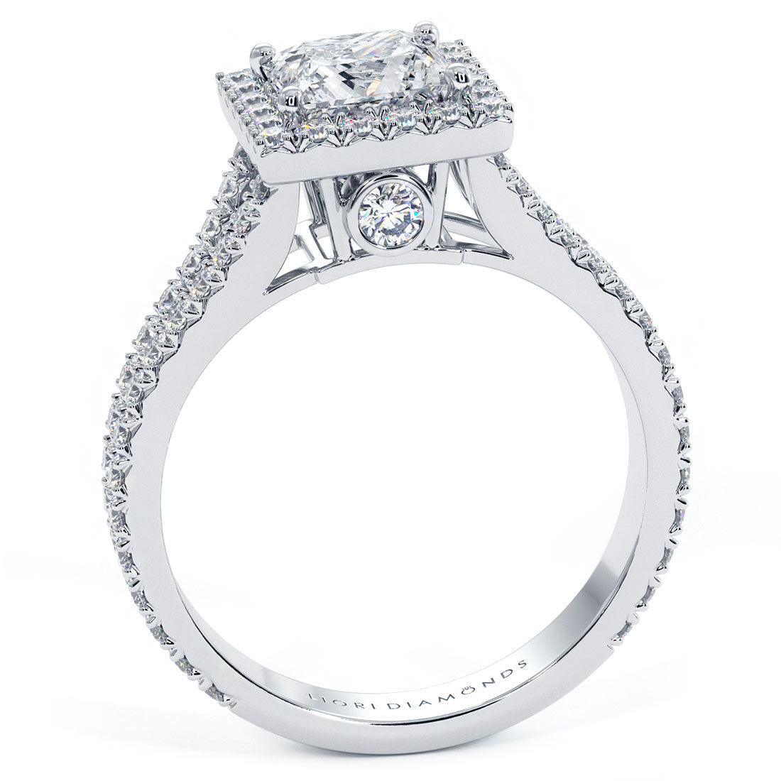 1.5 Carat Princess Cut Micropavé Split Shank Halo