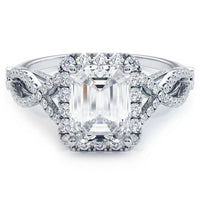 1.5 Carat Emerald Cut Micropavé Infinity Twist Halo