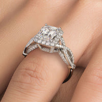 1.5 Carat Emerald Cut Micropavé Infinity Twist Halo