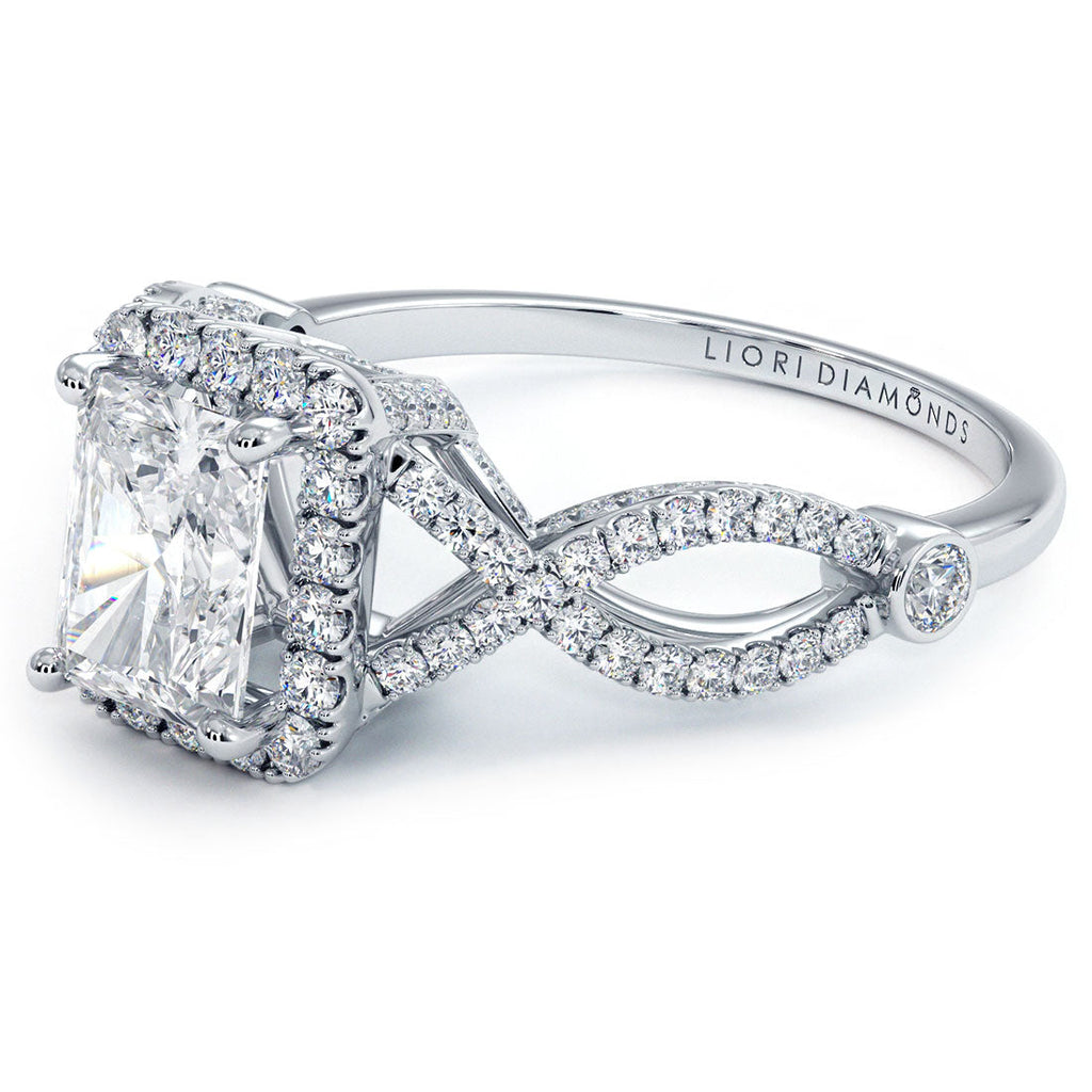 1 Carat Radiant Cut Micropavé Infinity Twist Halo