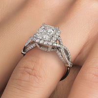 1.5 Carat Radiant Cut Micropavé Infinity Twist Halo