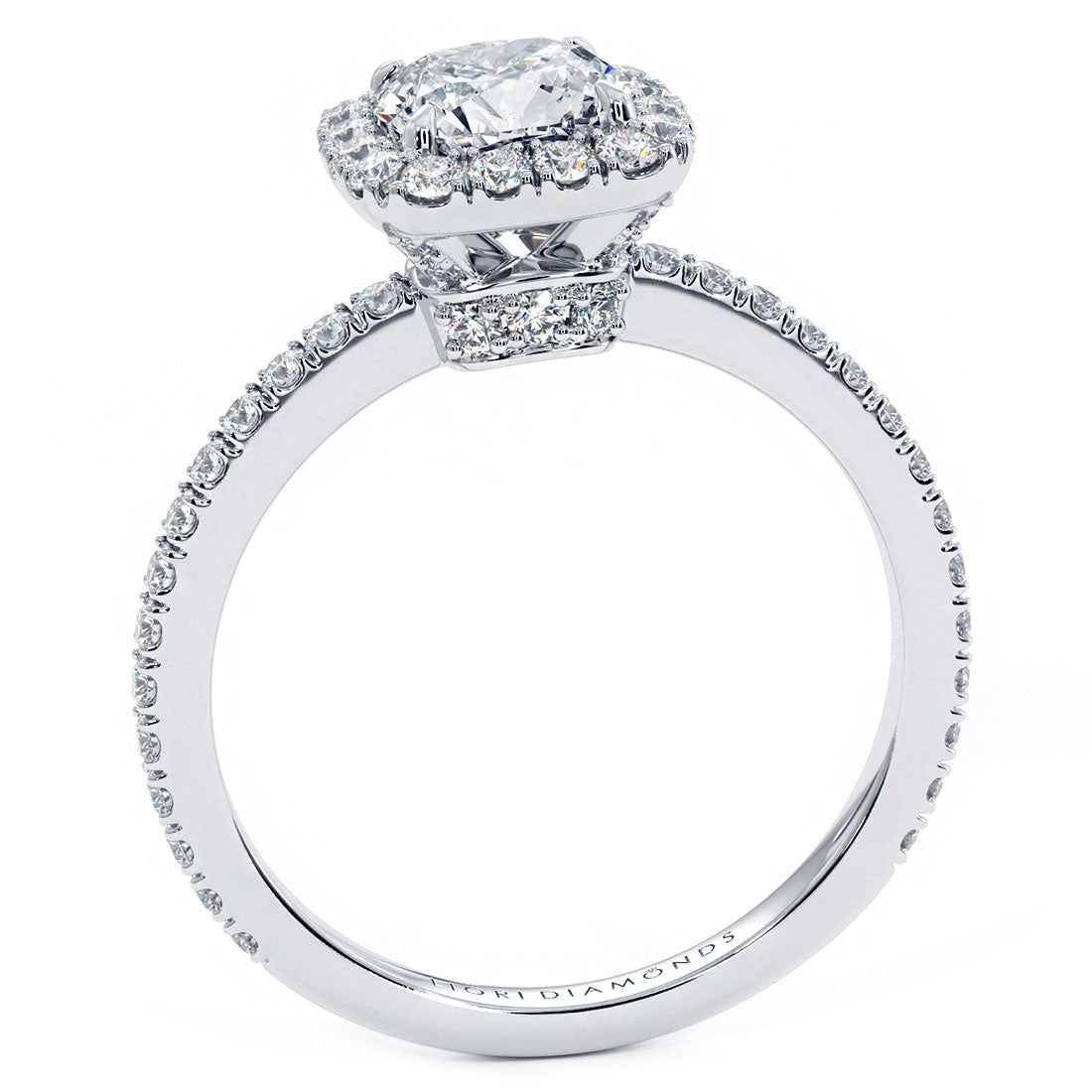 1 Carat Cushion Cut High Set Halo