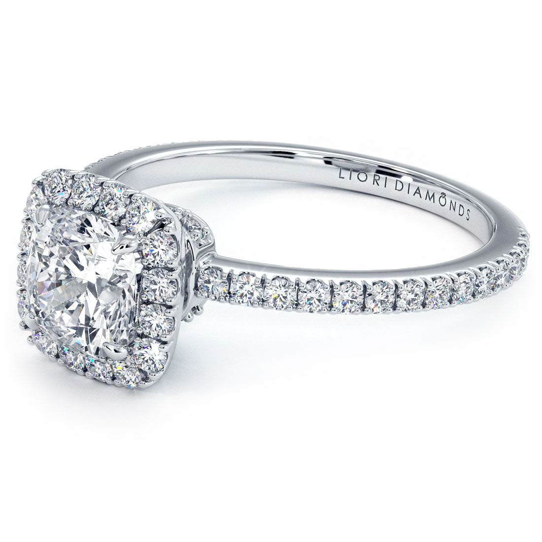 1 Carat Cushion Cut High Set Halo