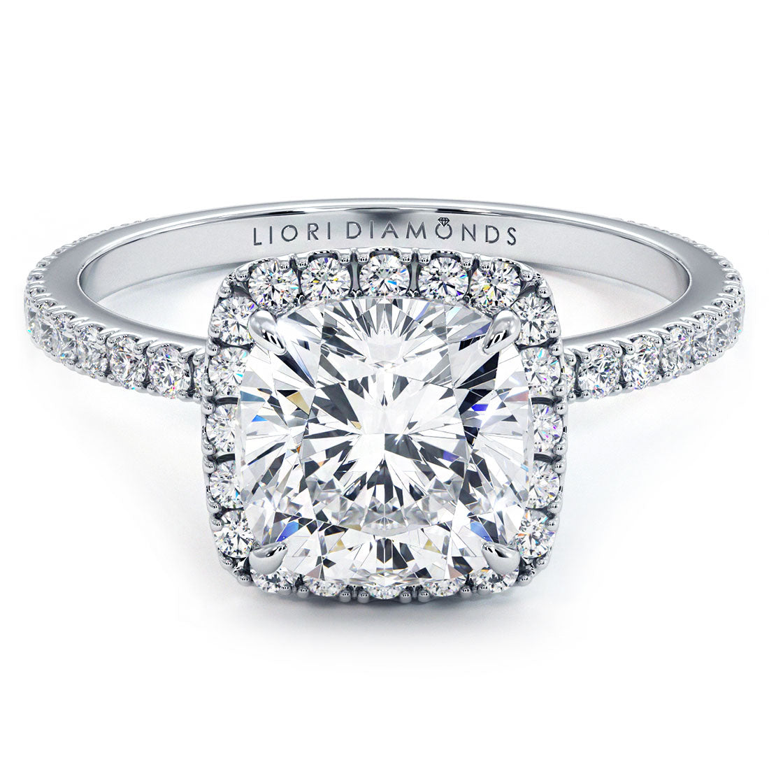 1.5 Carat Cushion Cut High Set Halo