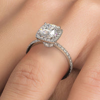 1.5 Carat Cushion Cut High Set Halo