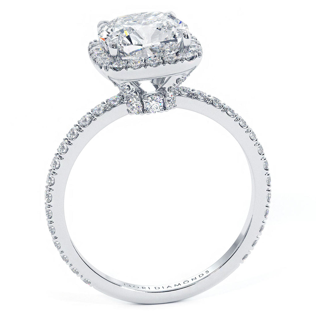 1.5 Carat Cushion Cut High Set Halo