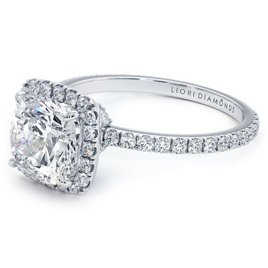 1.5 Carat Cushion Cut High Set Halo