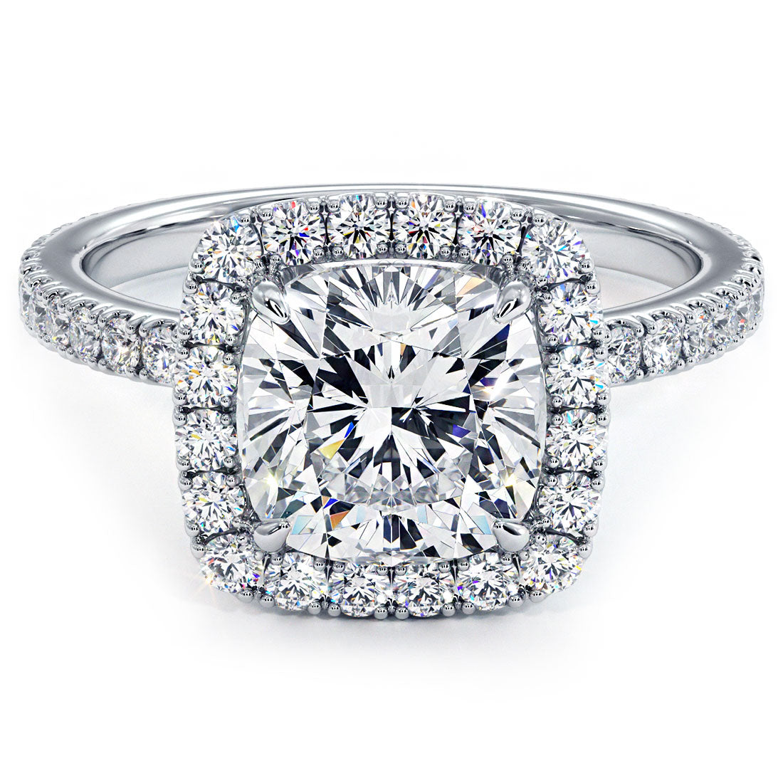 2 Carat Cushion Cut High Set Halo