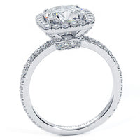 2 Carat Cushion Cut High Set Halo