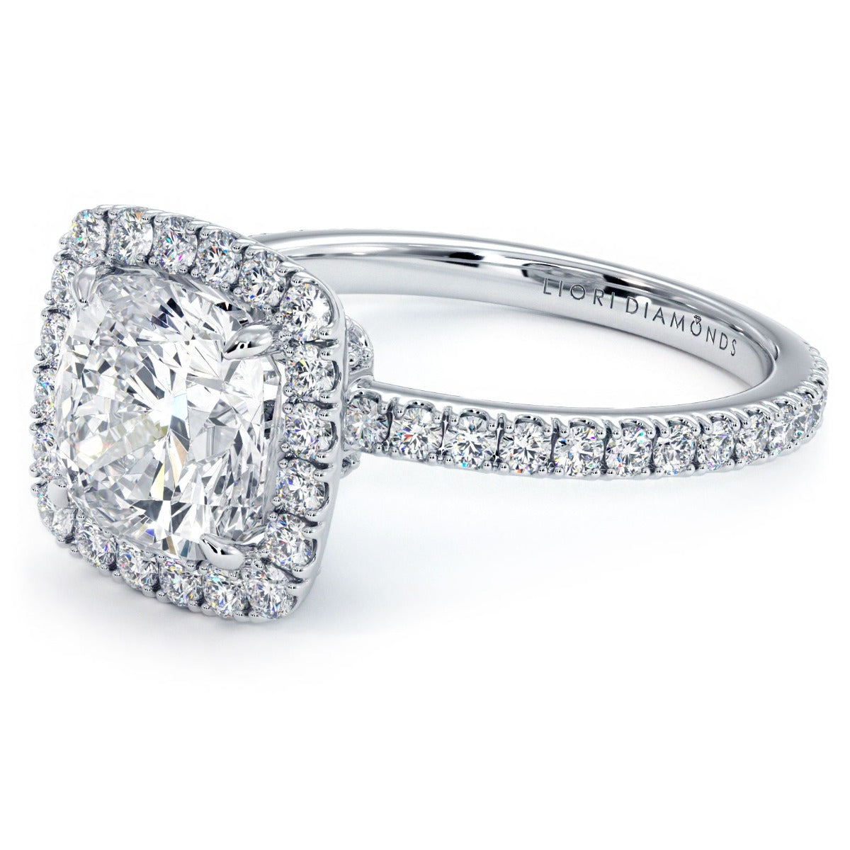 2 Carat Cushion Cut High Set Halo