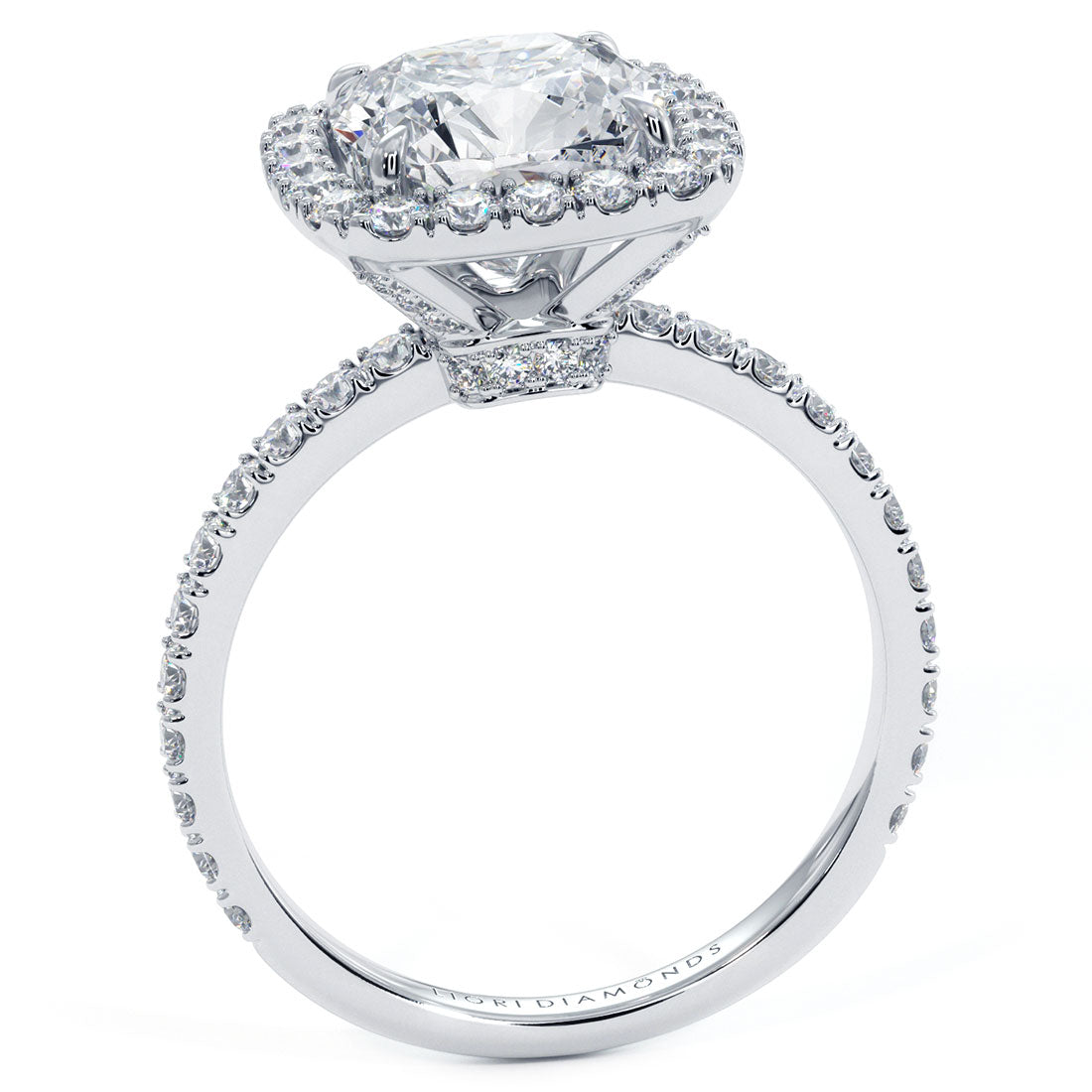 3 Carat Cushion Cut High Set Halo