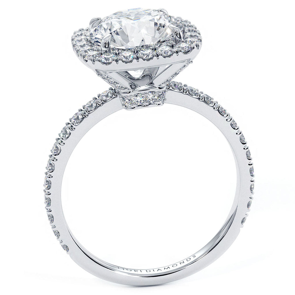 3 Carat Round Brilliant High Set Halo