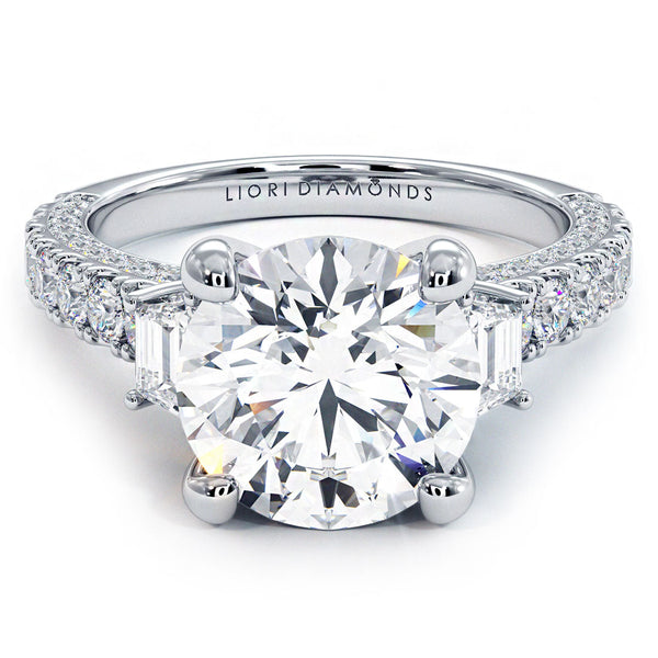 3 Carat Round Brilliant Micropavé Three Stone