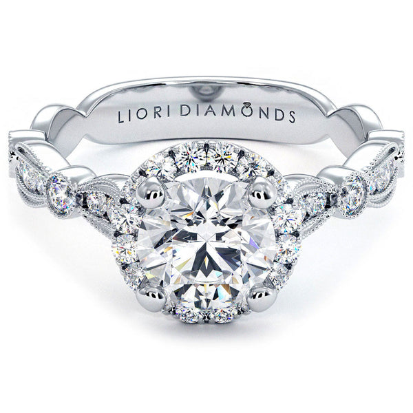 1 Carat Round Brilliant Milgrain Filigree Vintage Style Halo