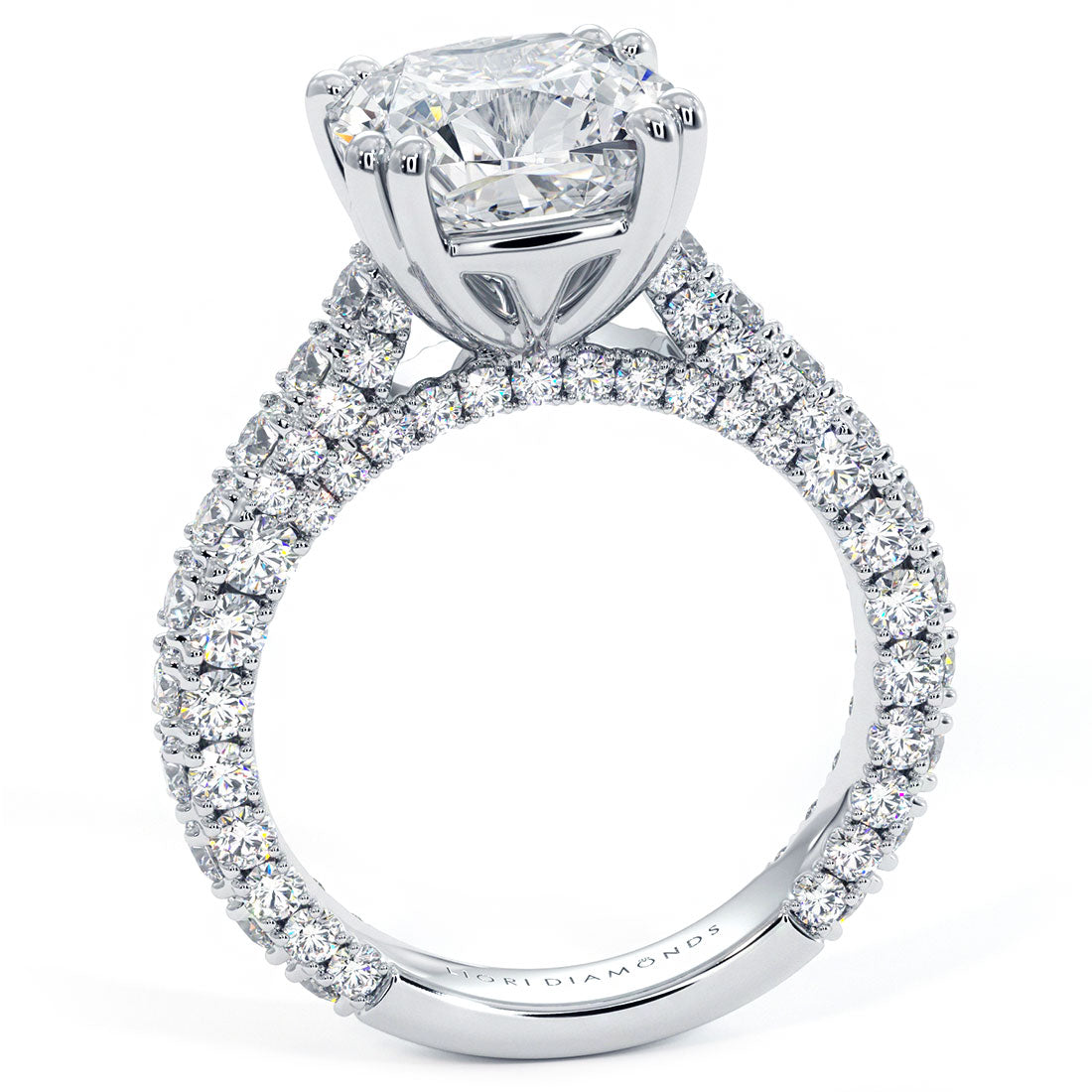 3 Carat Cushion Cut 3D Micropavé Cathedral