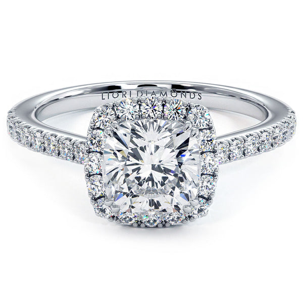 1.5 Carat Cushion Cut Micropavé Halo