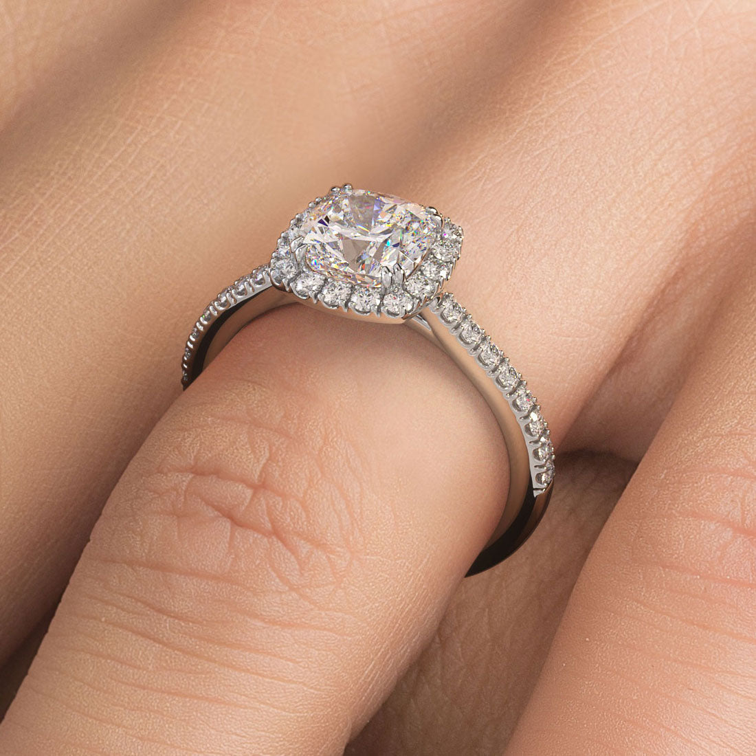 1.5 Carat Cushion Cut Micropavé Halo