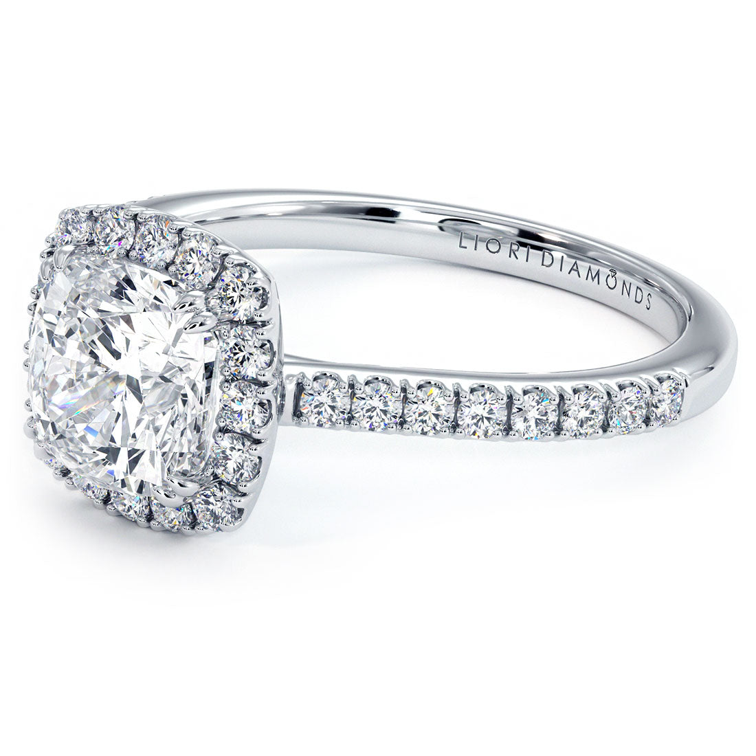 1.5 Carat Cushion Cut Micropavé Halo