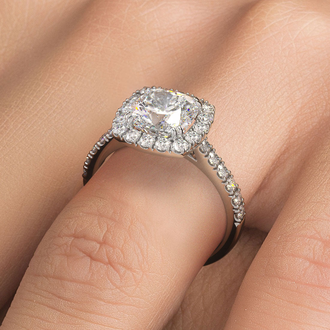 2.5 Carat Cushion Cut Micropavé Halo