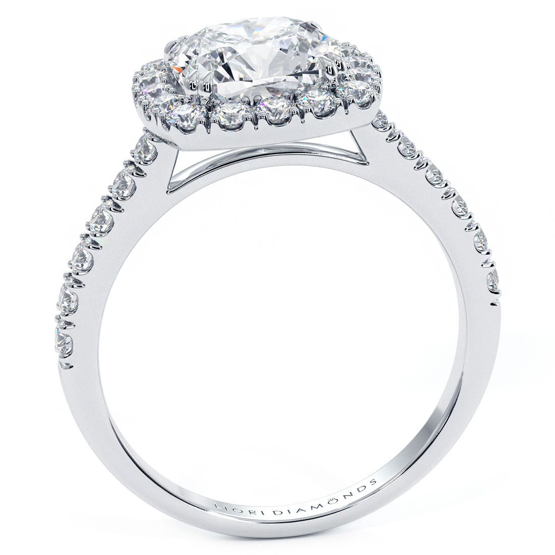 2.5 Carat Cushion Cut Micropavé Halo