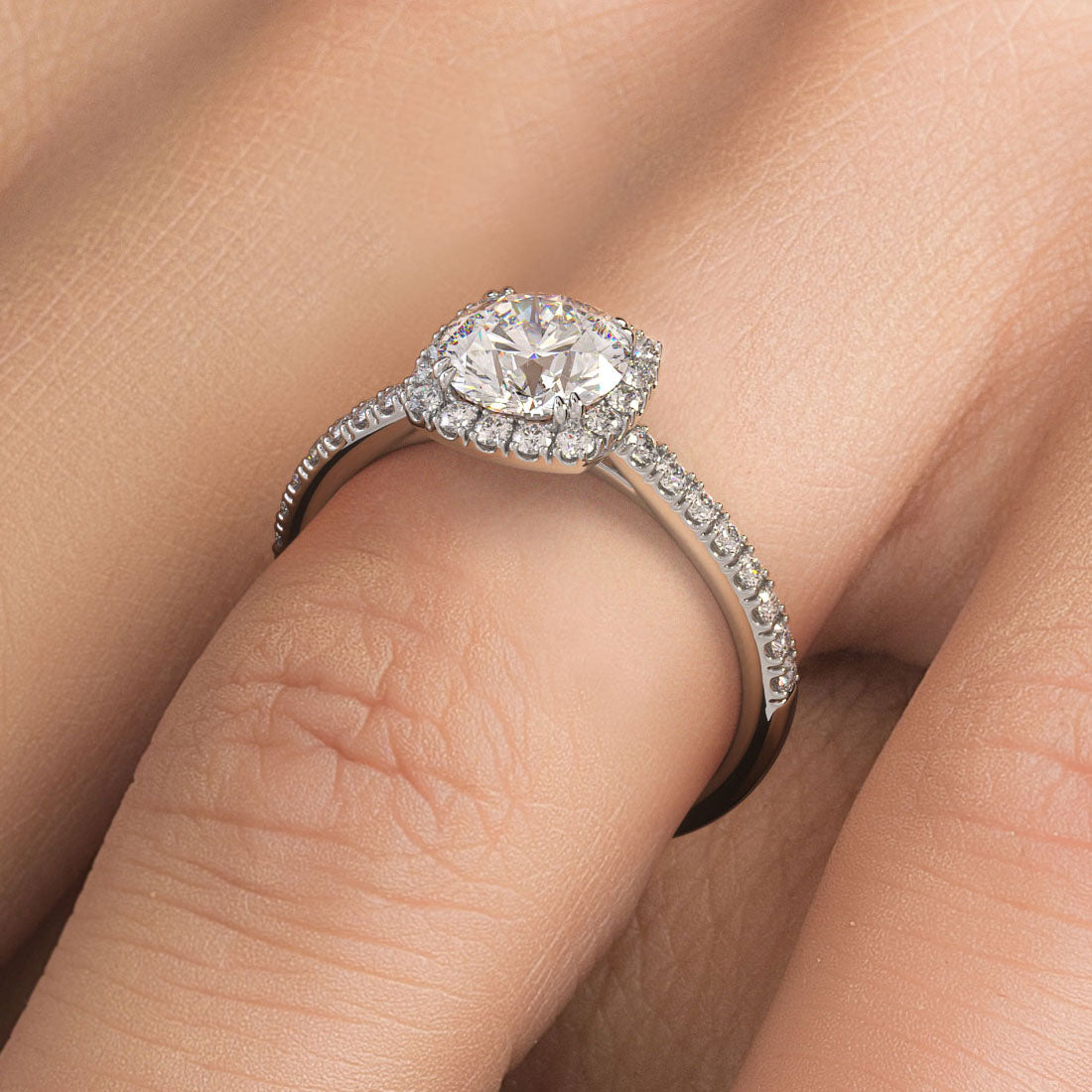 1 Carat Round Brilliant Micropavé Halo