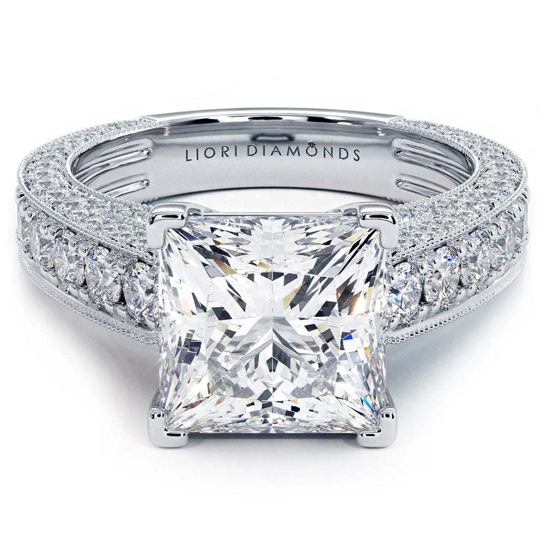 3 Carat Princess Cut Micropavé Milgrain