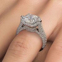 2 Carat Cushion Cut Micropavé Halo 3D Milgrain