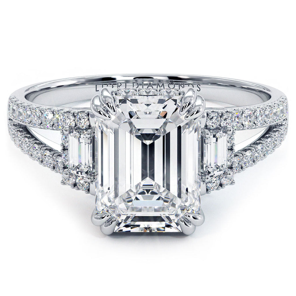 Bryce - 14k White Gold 1 Carat Emerald Cut Split Shank Natural Diamond  Engagement Ring @ $1875 | Gabriel & Co.