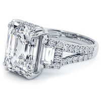 5 Carat Emerald Cut Three Stone Micropavé Split Shank