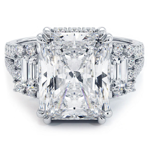 5 Carat Radiant Cut Three Stone Micropavé Split Shank