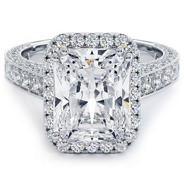 4 Carat Radiant Cut Halo Micropavé Vintage Style