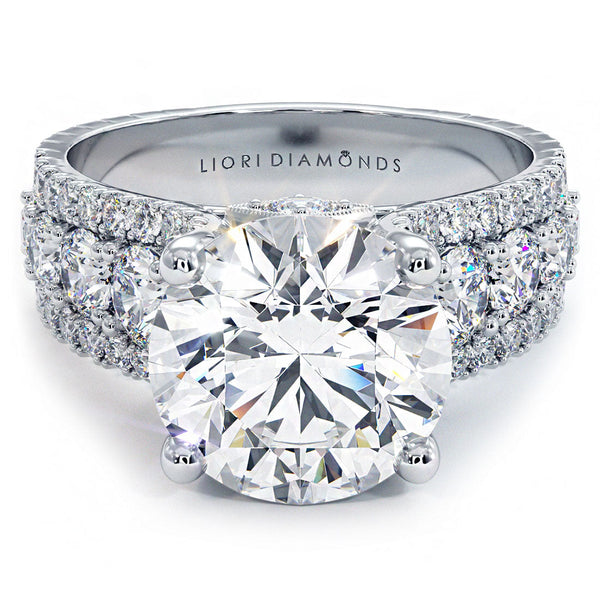 4 Carat Round Brilliant Vintage Style Graduated Cathedral Split Shank