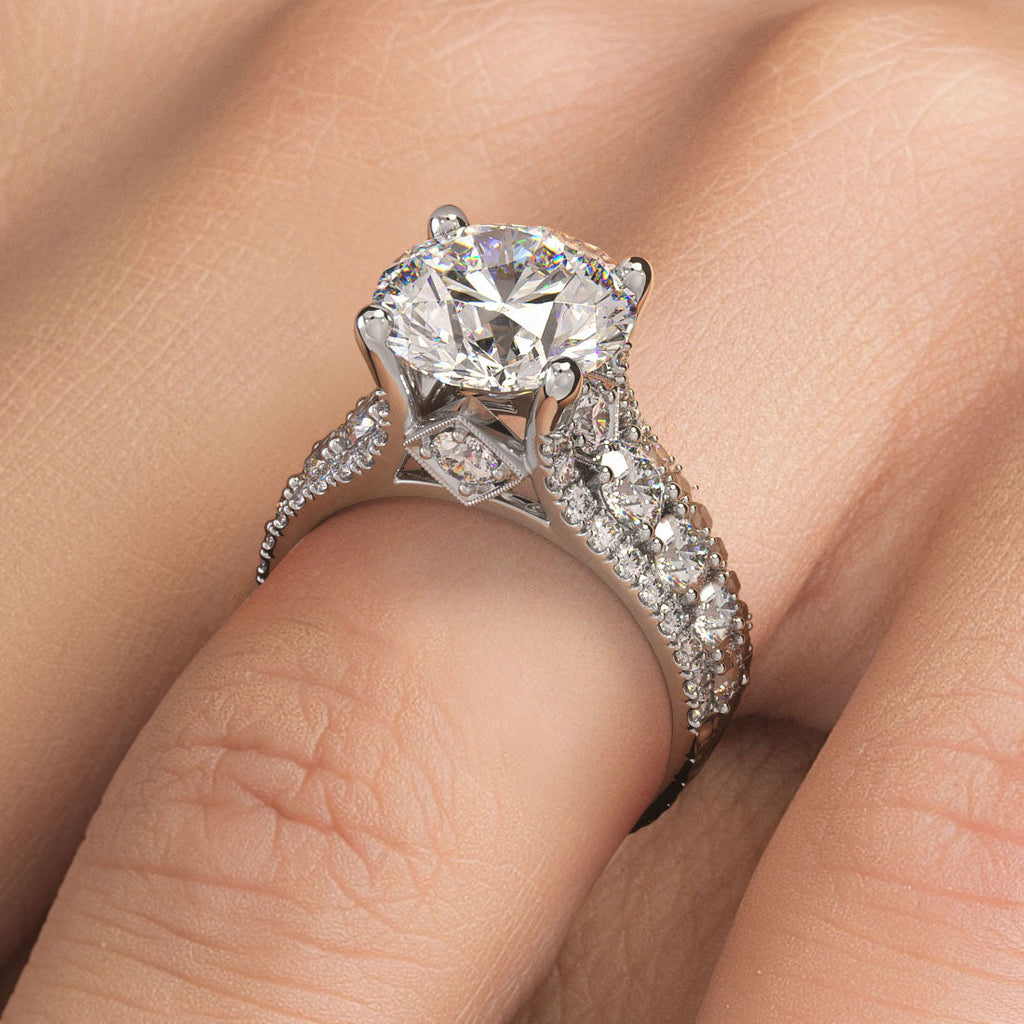 Oval Cut Classic Split Shank Engagement Ring - Romane - Sylvie Jewelry