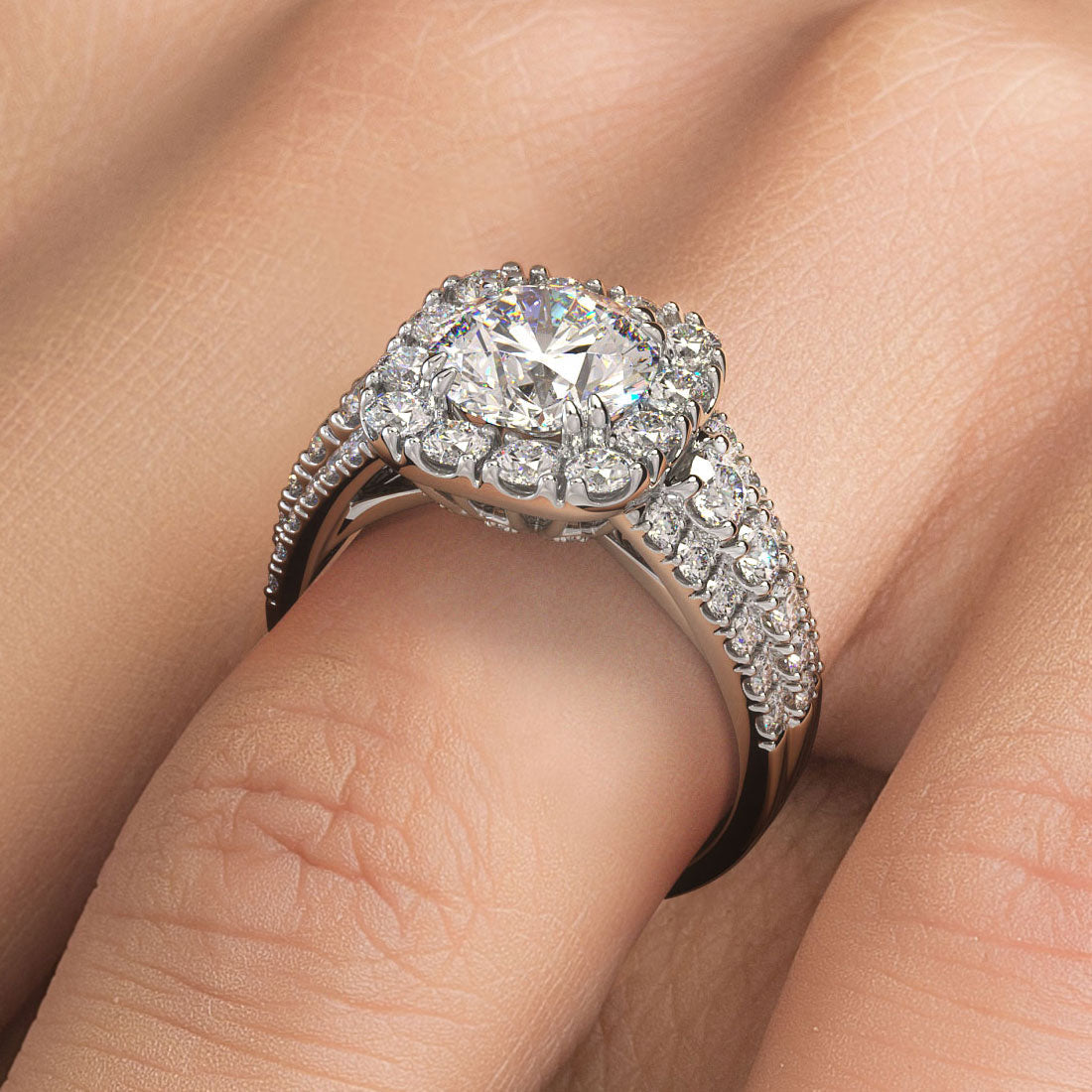 1.5 Carat Round Brilliant Vintage Style Large Halo