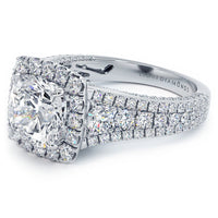 1.5 Carat Cushion Cut Vintage Style Micropavé Halo Graduated Shank