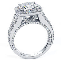 2.5 Carat Cushion Cut Vintage Style Micropavé Halo Graduated Shank