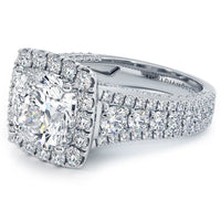 2.5 Carat Cushion Cut Vintage Style Micropavé Halo Graduated Shank