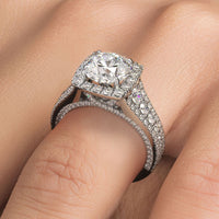 1.5 Carat Round Brilliant Vintage Style Micropavé Halo Graduated Shank