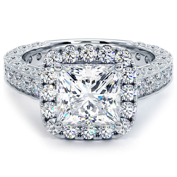 3 Carat Princess Cut Filigree Vintage Style Halo