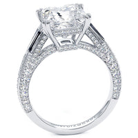 3 Carat Princess Cut & Tapered Baguette Three Stone Micropavé