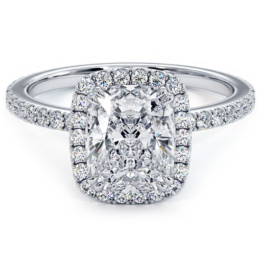 1.5 Carat Cushion Cut (Long) Micropavé High Set Halo